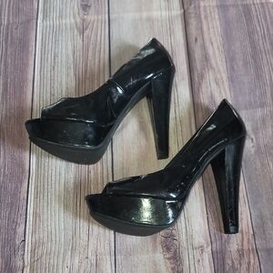 City Streets Shiny Black Platform Heels